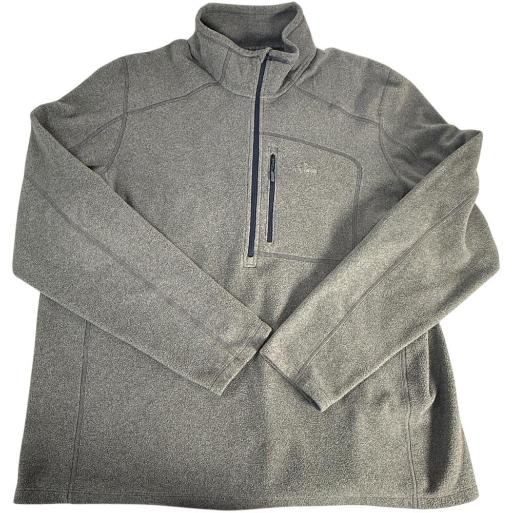 LL Bean Mens XL Reg Gray Fleece 1/4 Zip Pullover Sweater Slightly Fitted 505089